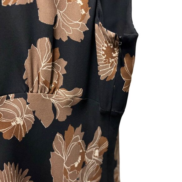J. Crew Womens Black & Brown Floral Sleeveless Silk Dress Size 12 - Picture 5 of 6